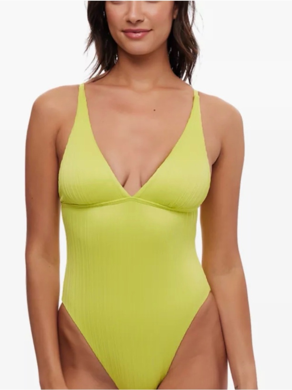 NWT Splendid Neon Ribbed One-Piece Swimsuit - Picture 2 of 8